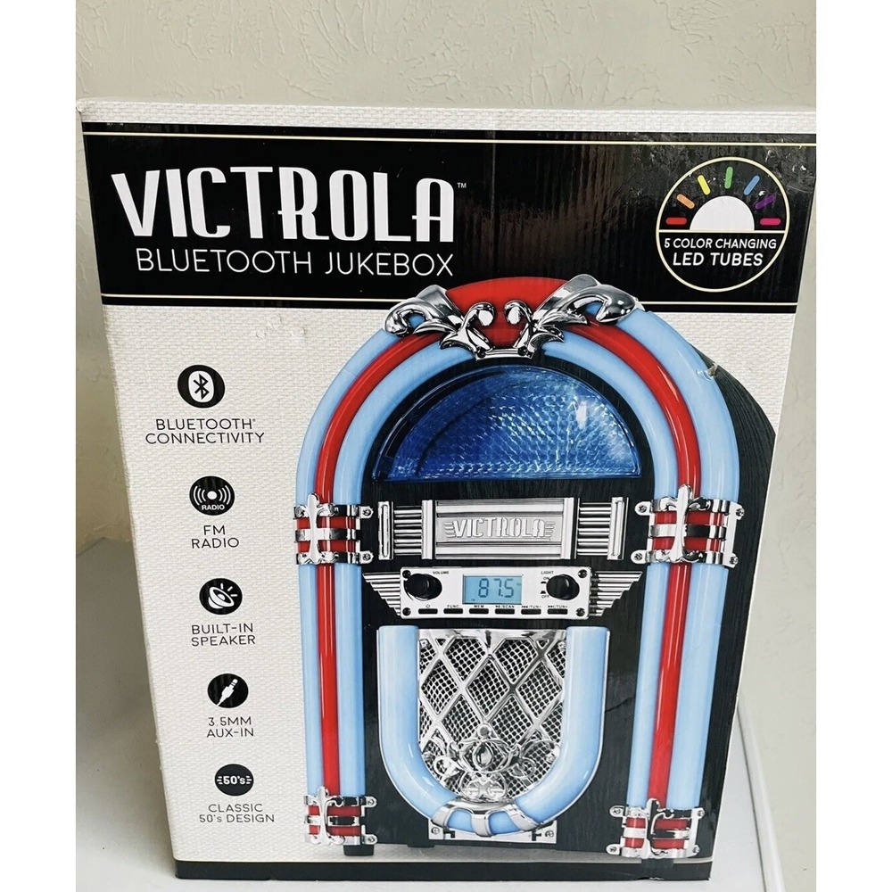 Victrola VJB-127 Retro Countertop Jukebox Player and Bluetooth AM/FM Radio